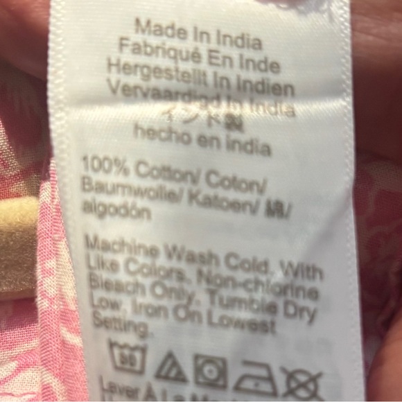 J. Crew | Cotton V-Neck Puff-Sleeve Floral Women Pink/White Blouse Large - Picture 10 of 11